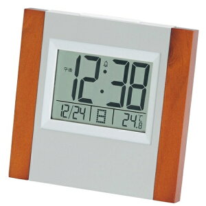 ウッド電波クロック 50個セット販売 天然木の高級感がある電波時計 アラーム・カレンダー・温度計 販促品・景品・ノベルティ・記念品
