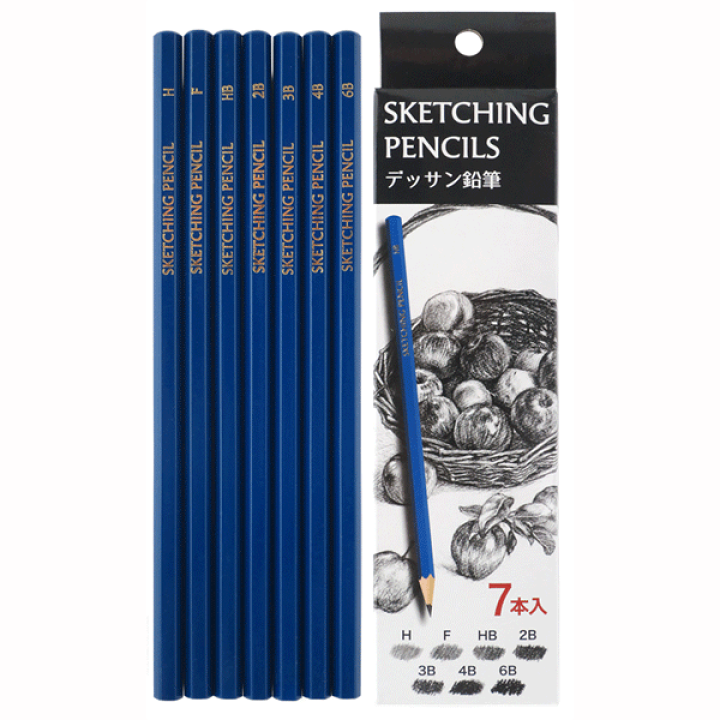 楽天市場 デッサン鉛筆7本組 0個セット販売 図工 デッサン 美術 H F Hb 2b 3b 4b 6b 7種類の鉛筆 ゴールドスター