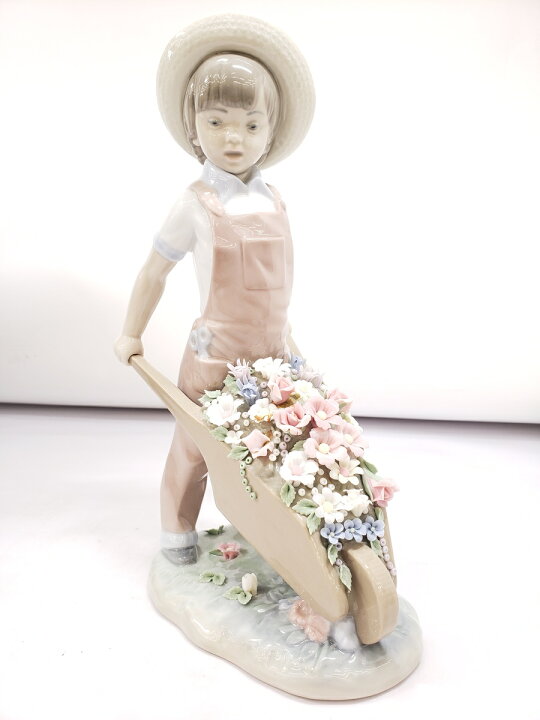 LLADRO/リヤドロ 陶器 人形 花桶を持つ少女 スペイン製 5234 高さ27 