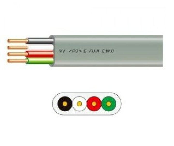 楽天市場】富士電線 VVFケーブル 2.0mm×4芯 100m巻 (灰色) VVF2.0×4C 