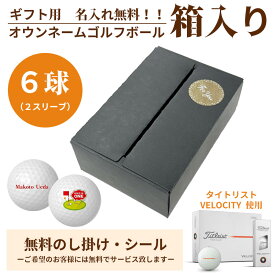 6球パック ギフト用　両面プリントも対応 ゴルフボール 名入れ オウンネーム Titleist VELOCITY ベロシティ 6個入り オリジナルデータ支給も可 ギフト 大会 景品 イベント ノベルティーにも 大量注文可能