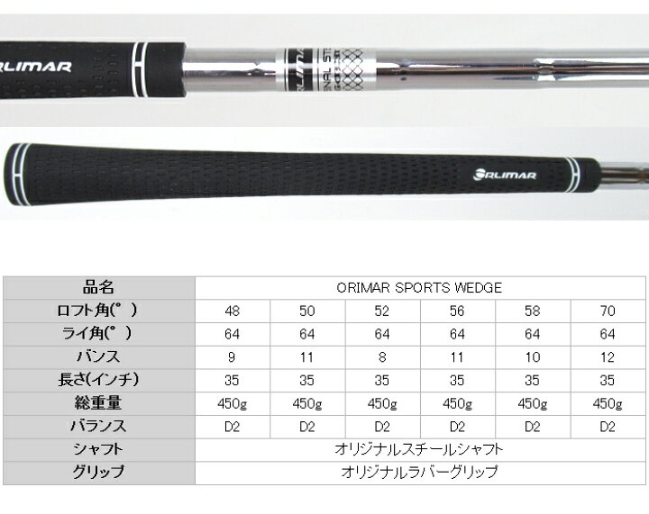 ORLIMAR オリマー SPORT スピンバイト ウェッジ スチールシャフト(特注ブルー刻印モデル) ゴルフアトラス 新品 ORLIMAR オリマー ウェッジ 3本SET 48° 52° 56°