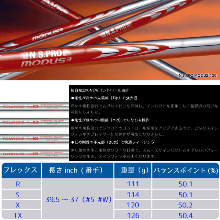 美品 日本シャフト モーダス120 つつか Sシャフト 6本セット（5i〜PW) 