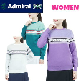 Admiral GOLFアドミラルゴルフADLA286WOMEN レディースフェザーパネルロゴクルーネックニット