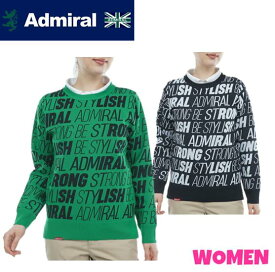 Admiral GOLFアドミラルゴルフADLA351WOMEN レディースランニングロゴ ジャカードクルーネックセーター