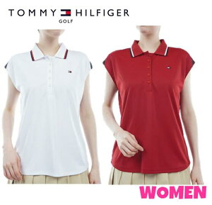 TOMMY HILFIGER GOLFトミーヒルフィガー ゴルフTHLA409WOMEN レディーストリコロール フレンチスリーブシャツ