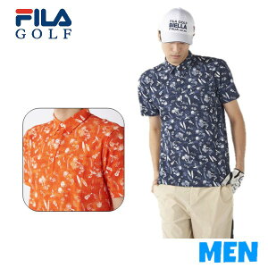 FILA GOLF フィラ745-614 745614MEN メンズ飛び柄アロハ 半袖 ポロシャツ