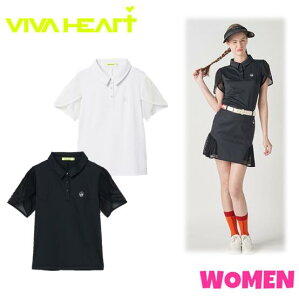 VIVA HEART ビバハート012-23340 レディースチューリップスリーブダブルメッシュ半袖ポロ