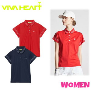 VIVA HEART ビバハート012-23442 レディースハート刺繍カノコ半袖ポロ