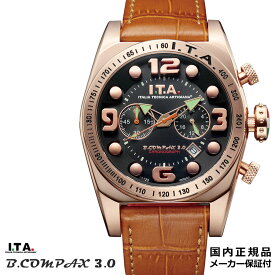 【先着キャンペーン実施中】ITA 腕時計 アイティーエー ビー・コンパックス 3.0 クロノグラフ カーフ クロコ パターン型押し 10気圧防水 メーカー保証 B.COMPAX 3.0 Ref.32.00.05 あす楽