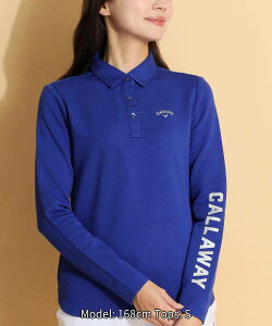 【セール品】キャロウェイ 【吸湿発熱】スリーブロゴポンチ長袖ポロシャツ ゴルフウェア レディース 秋冬 ゴルフ女子 CURUCURU