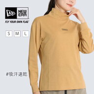 【セール品】ニューエラ 【吸汗速乾】バックプリントモックネック長袖カットソー(ベージュ) ゴルフウェア…