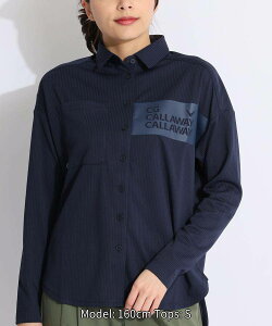 【セール品】 キャロウェイ UV吸汗速乾ストライプ長袖ポロシャツ ゴルフウェア レディース 春夏 ストライプ柄 鹿の子 ゴルフ女子 CURUCURU