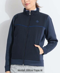 マリクレール 【保温ストレッチ】パイピングラインハイブリッドブルゾン ゴルフウェア レディース 秋冬 ゴルフ女子 CURUCURU