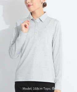 マリクレール 【吸汗速乾UV】ランダムロゴデザイン長袖ポロシャツ ゴルフウェア レディース 秋冬 ゴルフ女子 CURUCURU