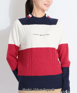 トミー ヒルフィガー ゴルフ マシュマロタッチケーブル編みモックネックニット ゴルフウェア レディース 秋冬 ゴルフ女子 CURUCURU