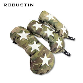 日本製 ヘッドカバー ROBUSTIN ロブスティン コーデュラ 星柄 ドライバー フェアウェイウッド ユーティリティ コーデュラナイロン 1W DR FW UT ブラック 黒 迷彩 CORDURA ユーティリティ用 かっこいい おしゃれ 高級 防水 シンプル