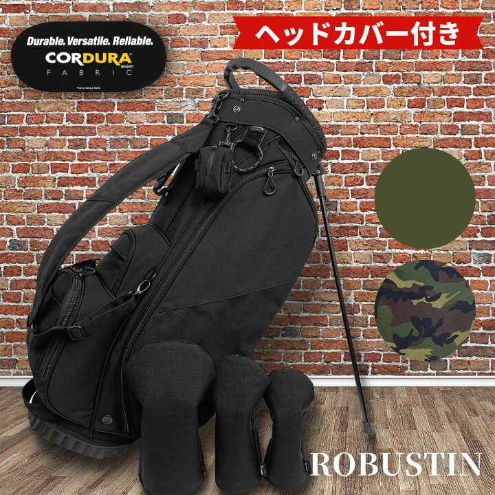 楽天市場 ブラックフライデーp５倍 ゴルフ キャディバッグ コーデュラ スタンドキャディバッグ おしゃれ かっこいい シンプル ゴルフ バッグ キャディーバッグ 軽量 撥水 Cordura カモフラ 迷彩 カーキ ブラック 9型 送料無料 ゴルフセレクション