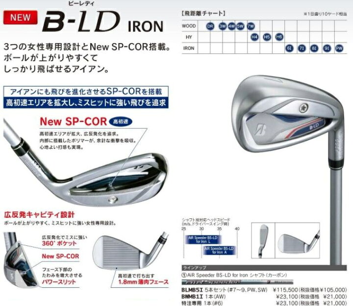 楽天市場】ブリヂストン ゴルフ B-LD アイアン 6本セット（7〜SW 