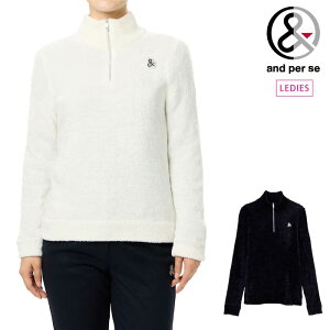 【30%OFF SALE】and per se アンパスィ レディース ゴルフウェア 防風モールニットハーフジップセーター 防風/手洗いOK AFF2554D7 CACE_02