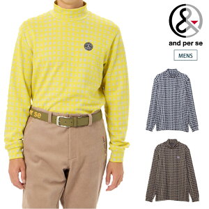 【20%OFF SALE】and per se アンパスィ メンズ ゴルフウェア セルヒートジャカード長袖ハイネックシャツ ストレッチ、吸湿発熱、UVプロテクト AMF9244W7 CACE_02