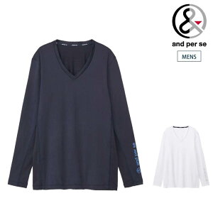 and per se アンパスィ メンズ ゴルフウェア Vネックインナーシャツ マルチストレッチ 吸汗速乾 UVプロテクト 抗菌防臭 AMS6804W1 CACE_01