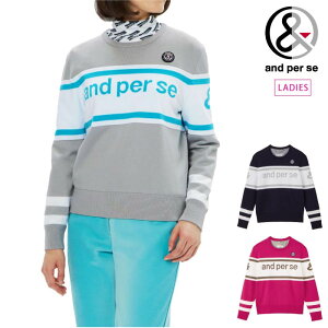 and per se アンパスィ ゴルフウェア レディース ウインドシャッター防風ニットスニードジャック セーター プルオーバー かぶり ストレッチ 吸湿発熱 aff2335a8 秋冬 2025