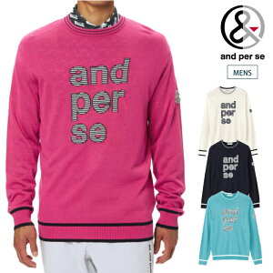 and per se アンパスィ ゴルフウェア メンズ クレアニットクルーネックセーター 日本製 吸湿発熱 抗菌防臭 amf2345a7 秋冬 2025