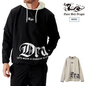 Dance With Dragon ダンスウィズドラゴン ゴルフウェア メンズ ナイロンライトクロスブルゾン プルオーバー 4WAYストレッチ 接触冷感 撥水加工 日本製 セットアップ対応 D1-380110 秋冬 2025