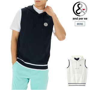 【30%OFF SALE】and per se アンパスィ ゴルフウェア メンズ アクティブニット フーディーベスト ストレッチ 軽量 アンチピリング ams2005a1 春夏 2025