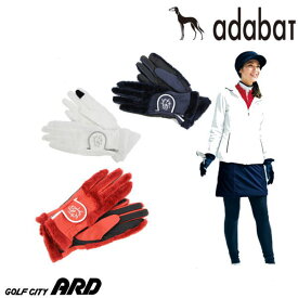 【20％OFF SALE】アダバット adabat レディース グローブ 両手用ゴルフグローブ ボア切り替えグローブ 掌側エンボス加工 ベルクロ仕様 ロゴ刺繍CABJ_02 ゴルフ