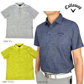 セール ゴルフウェア ゴルフシャツ 半袖ポロシャツ キャロウェイ 生地調プリントメッシュ カノコシャツ C23134115 メンズ 23ss 大きいサイズ有