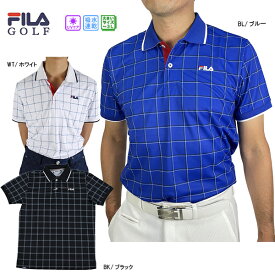 セール ゴルフウェア メンズ 半袖ポロシャツ 大きいサイズ フィラゴルフ 740606 ウインドーペインPT半袖シャツ 吸汗速乾 UVケア FILA GOLF