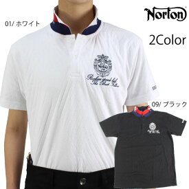 セール ノートン メンズ 半袖ポロシャツ 212N1201 ダイヤジャガード 衿裏配色ポロシャツ ゴルフシャツ Norton バイカー norton