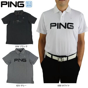 【値下げしました】ピン メンズ 軽量 吸水速乾 BIGロゴプリント半袖ポロシャツ 621-2260801 ゴルフウエア 吸水速乾 半袖 大きなサイズ PING GOLF ping golf