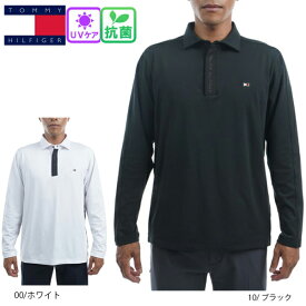 セール トミーヒルフィガーゴルフ メンズ サイドパネルロゴ 長袖シャツ THMA256 抗菌 UVカット 大きいサイズ有 ゴルフシャツ TOMMY HILFIGET