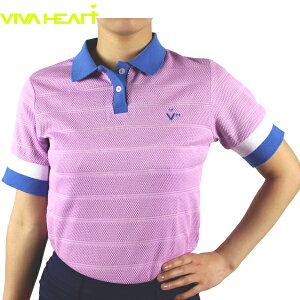 65%OFF セール ゴルフウェア レディース ゴルフシャツ ビバハート レディース レディス 半袖 ポロシャツ 大きいサイズ 012-29342 ディンプルボーダーポロシャツ ゴルフウェア VIVA HEART