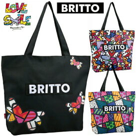 ROMERO BRITTO ロメロ ブリット トートバック Lサイズ 幅48cm マチ12.5cm 高40cm ブラック オールハート オールブロック 立体的刺繍ロゴ付き 手持ち／ショルダーの2WAY