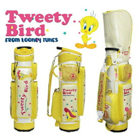 【 お買い物マラソン期間中 ポイント5倍 】 LOONEY TUNES TWEETY BIRD ルーニーテューンズ トゥイーティーバード 8.5型 エナメル キャディバッグ 4分割口枠 46インチクラブ対応 3.5kg ネームプレート付き