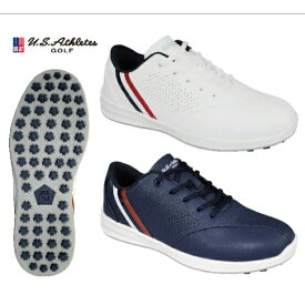 ゴルフ スパイクレス シューズ スニーカータイプ 軽量 幅広4E ハイグリップ 25.0cm〜27.5cm ホワイト ネイビー U.S.Athletes ユーエスアスリート