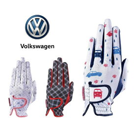 Volkswagen フォルクスワーゲン レディース ゴルフグローブ 両手セット （ 左手用 ×1 + 右手用 ×1 ）Sサイズ Mサイズ ネイビー ホワイト レッド