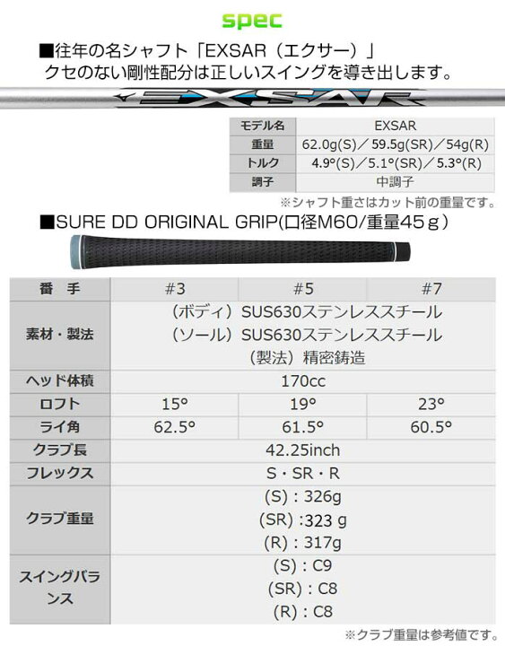 ミズノ SURE-DD フェアウェイ 15° オリジナルシャフト フレックスR  