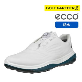 【ポイント10倍】 ecco ゴルフシューズ ECCO golf lt1 boa men WHITE PETROL メンズ レザー ウォータープルーフ ゴルフ 防水 ホワイト