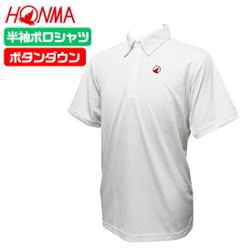 本間 ゴルフ メンズ ボタンダウン ポロシャツ ワンポイント 刺繍ロゴ 無地 ホワイト M L XL 半袖シャツ BDシャツ HONMA