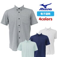 ミズノ ゴルフ 半袖 前開きポロシャツ 吸汗速乾 シンプル ワンポイントロゴ M L XL 2XL 大きいサイズ お…