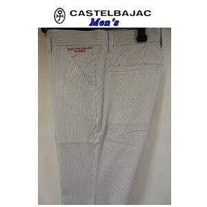 『60%OFF !!』CASTELBAJAC カステルバジャック スリムフィット ストライプ 刺繍入 長パンツ メンズウェア『46/Mサイズ(82cm)/ホワイト』23150-113