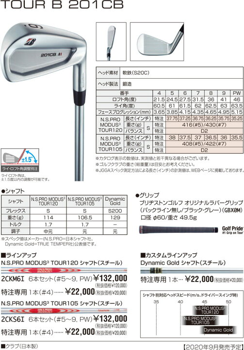 楽天市場】ブリヂストン TOUR B 201CB アイアン 6本セット[＃5-P] N.S. 