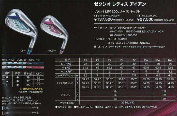 楽天市場】ゼクシオ12 レディース アイアン XXIO MP1200L 