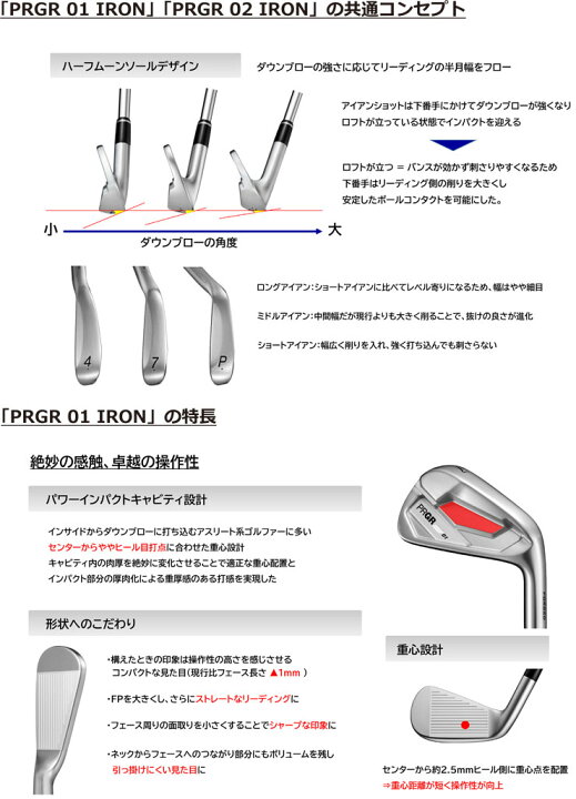 楽天市場】PRGR プロギア 01 アイアン Steel Fiber fc シャフト 単品 