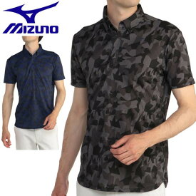 ミズノ　ゴルフウェア　メンズ　メッシュジャガード　プリント　半袖ポロシャツ　E2MA2001　M-XL